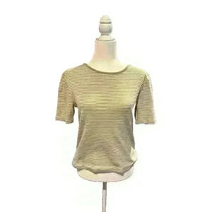 Green stripe J Crew Womens Perfect Fit shirt Large s/s St. Patrick's Day